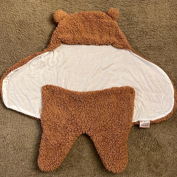 Kermode Brown Teddy Bear Fuzzy Faux Fur Sleep Sack Baby Infant Toddler Swaddle - Picture 5 of 10